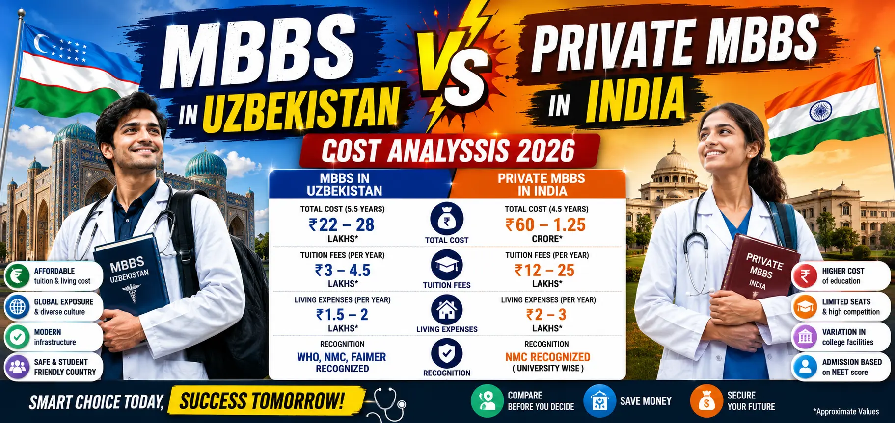 MBBS in Uzbekistan vs Private MBBS in India: Cost Analysis 2026
